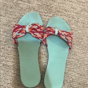 Havaianas Women's Aqua and Red Sandals